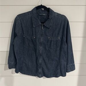 French Cuff Dark Blue Jean Jacket
